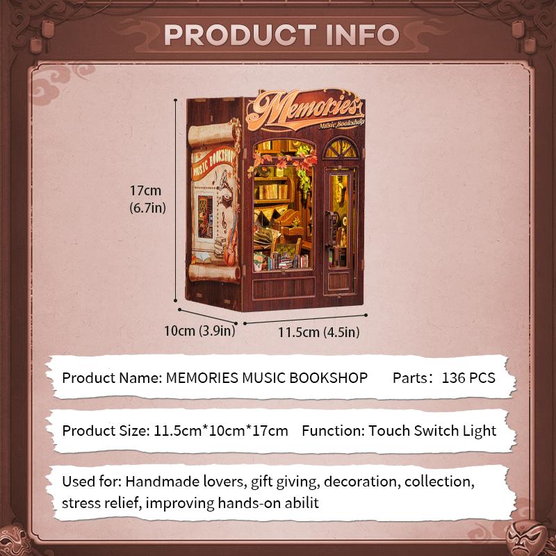 DIY Book Nook Kit Miniature Wooden Dollhouse with Lights Bookshelf Insert 3D Puzzle Model Owl Bookstore Gifts