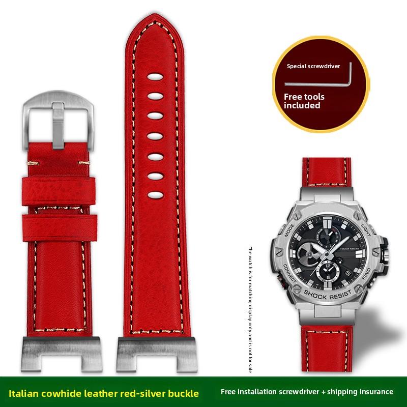 Retro matt Rindsleder Uhrenarmband für Casio G-Shock GST-210 GST-W300 GST-400G GST-B100 S100D/S110D/W110 Herren Lederarmband Armband