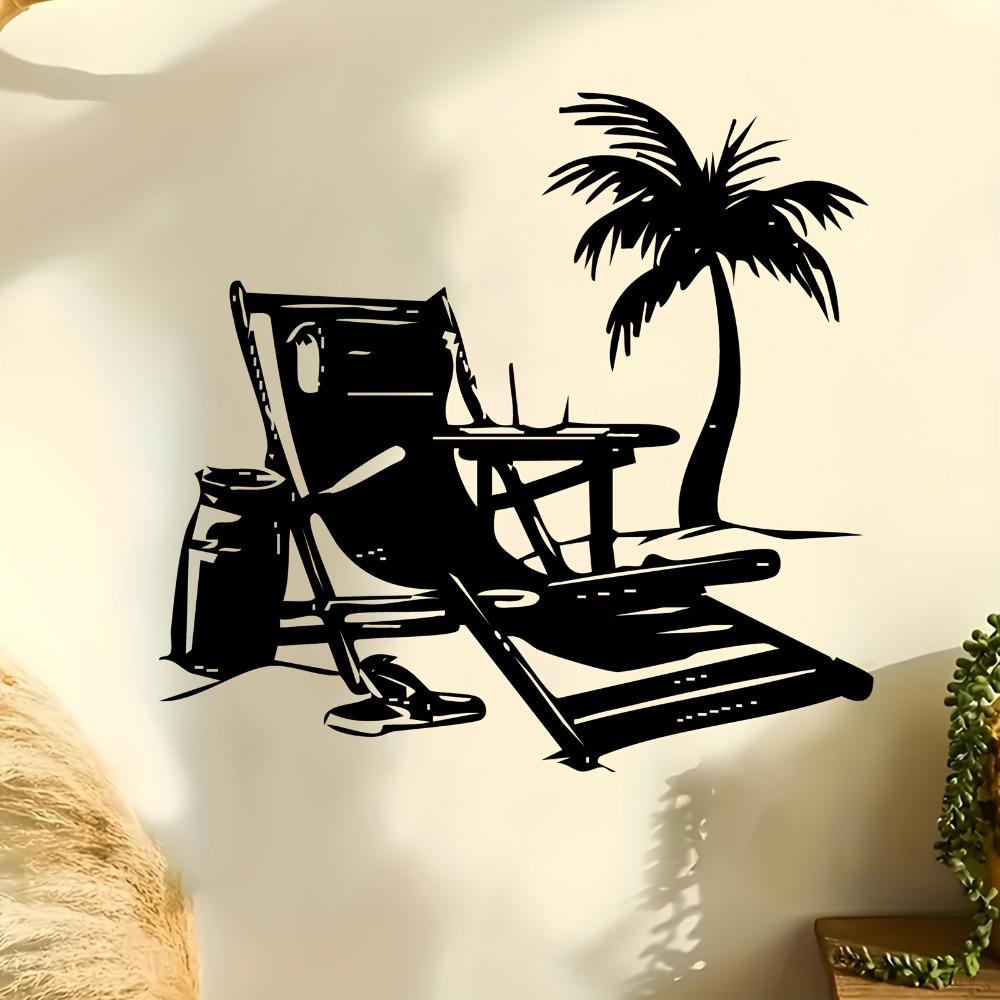 1pc Beach Lounge Metal Wall Art Relaxing Beach Statue Mural Summer Labor Day Weather Resistant Iron Wall Decor Outdoor Garden Fence Art Deco