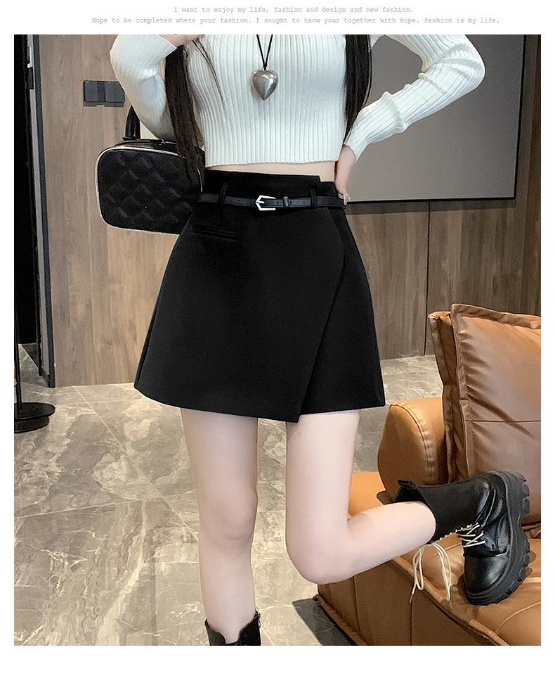 Coffee High-Waisted A-Line Irregular Culottes Skirt - Women's Spring 2025 Trend