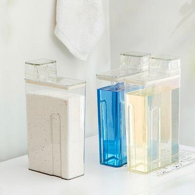 Transparent Laundry Detergent Dispenser Bottle Sealed with Measuring Cup Detergent Powder Tank Large Capacity 1.3L