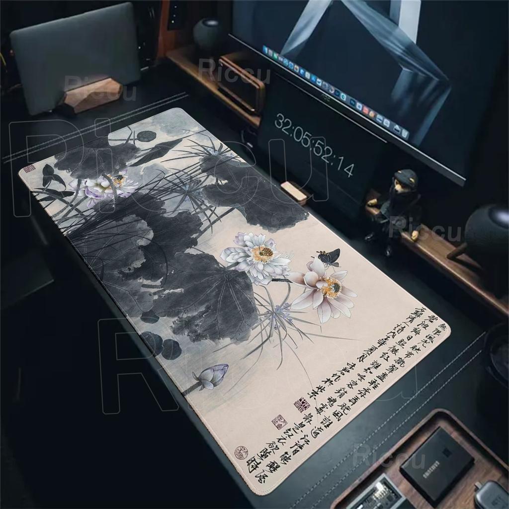 Ink Painting Landscape Mouse Pad Gaming Mousepad XXL Lotus Mouse Mat Office Natural Rubber Soft Mice Pads Desk Accessories Rug