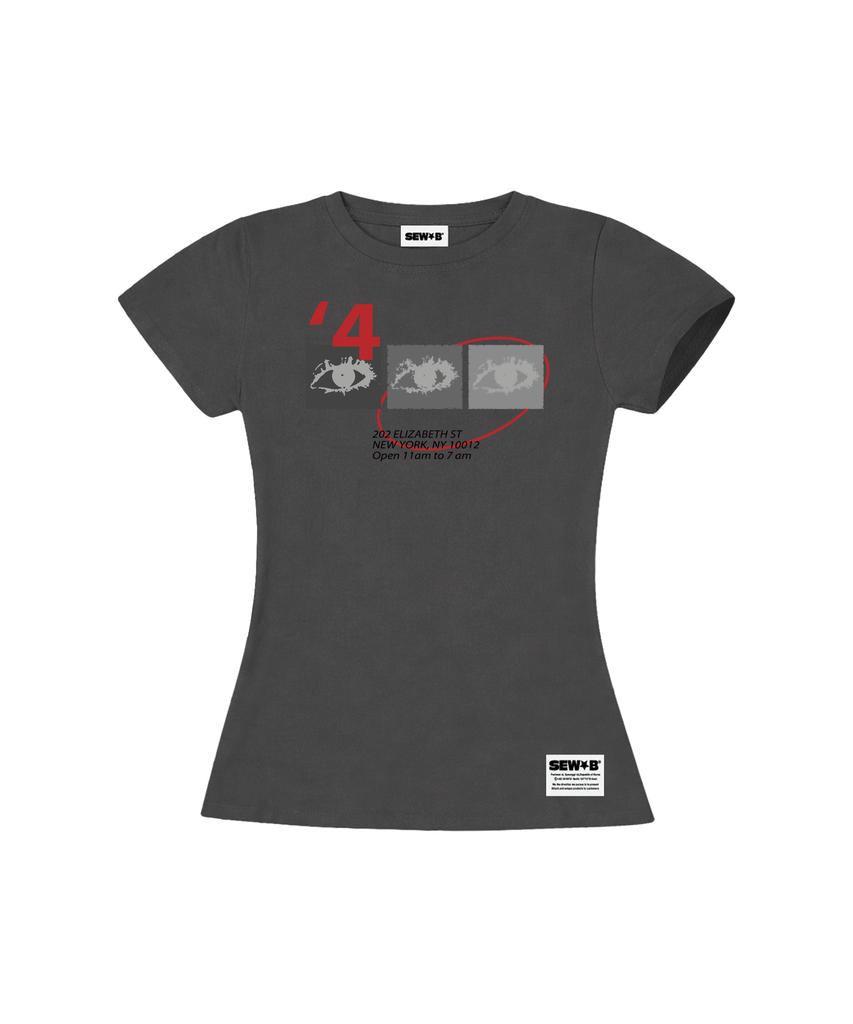 Ssobi 4Our Eye Semi-Crop Short Sleeve T-Shirt [Charcoal]