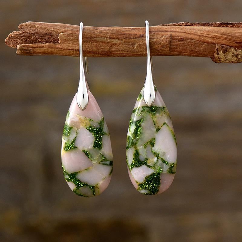 Bohemian Emperor Stone Water Drop Pendant Earrings European and American Popular Ins Jewelry