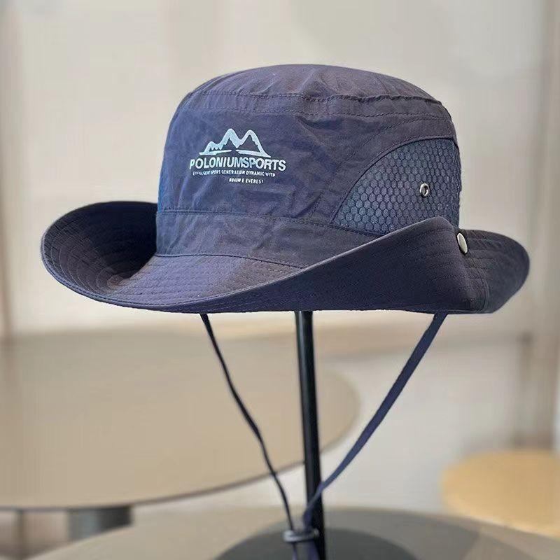 Summer Brimmed Wide Fishermans Hat With Letter Print And Mesh Breathable Design