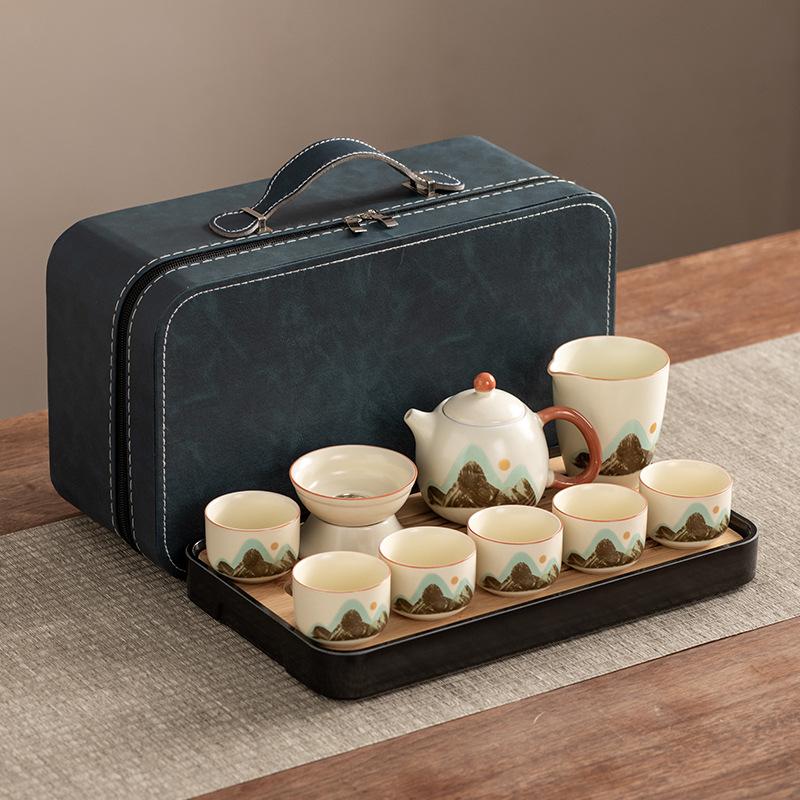 Dragon Egg Teapot Huang Ru Kiln Travel Kung Fu Tea Set Household Portable Teacup Teapot Light Luxury Business Gifts