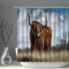 Animal Cow Shower Curtains Art 3D Printing Long Yak In The Grass Natural Scenery  Bath Curtain Polyester Cloth Bathroom Decor