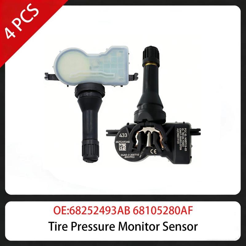 4 PCS Tire Pressure Monitor Sensor 68252493AB 68105280AF 433MHz For Chrysler Pacifica 2017- Jeep Renegade 2015-