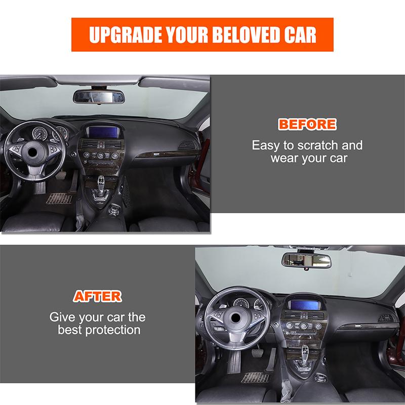 For BMW 6 Series E63 E64 2004-2009 Soft Carbon Fibre Car Center Console Co-pilot Decorative Strips Trim Sticker Accessories