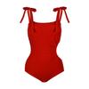 Vintage Red One-piece Swimming Suit Women's Triangular Hollow Out Sexy Racing Belly-covering Skin-looking Hot Girl Pure Desire Style Soak In