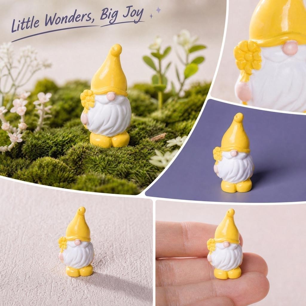 Gartenzwerg Figur - Gelber Zwerg für Gartenterrarium Dekoration