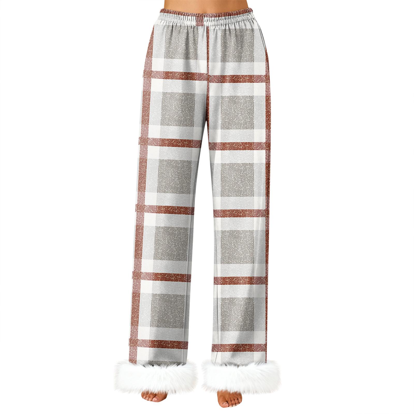Women s Fashionable Casual Trousers, Plaid Print Trousers XL