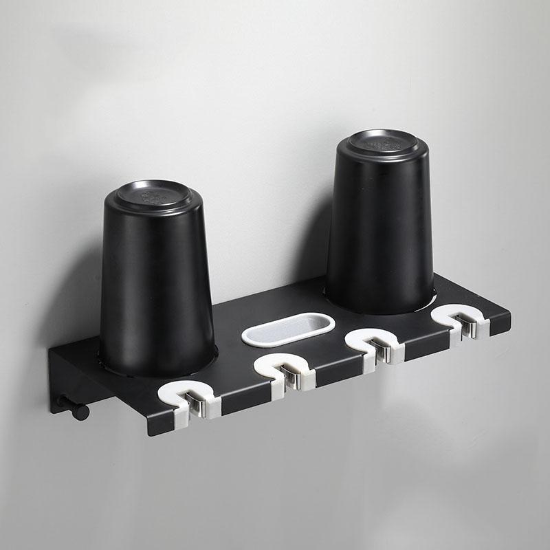 Bathroom Electric Toothbrush Rack Black/Nickel Wall Hanging Toilet Toothbrush Holder With Cup With Hook Bathroom Accessories