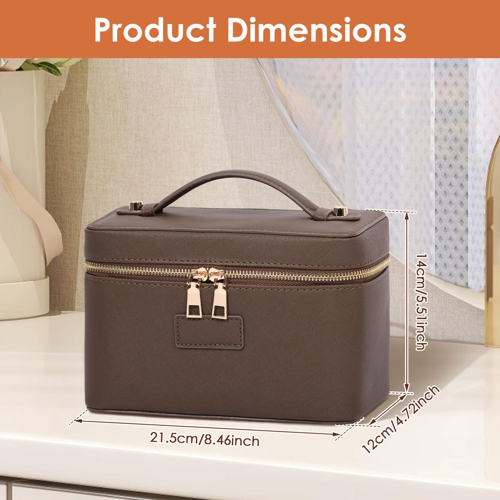 Makeup Vanity Bag PU Waterproof Toiletry Storage Bag with Removable Divider Portable Fashion Travel Makeup Bag for Women Men