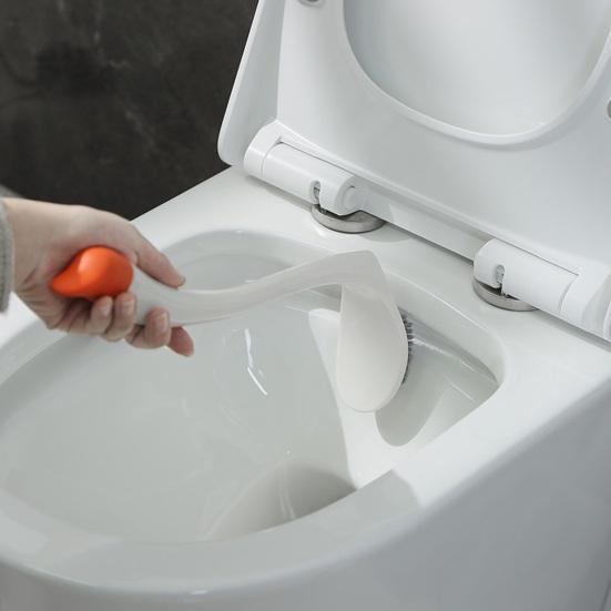 Yousheng Toilet Brush Dense PP Bristles Curved Long Handle Swan Shape Bathroom Brush with Leak-Proof Removable