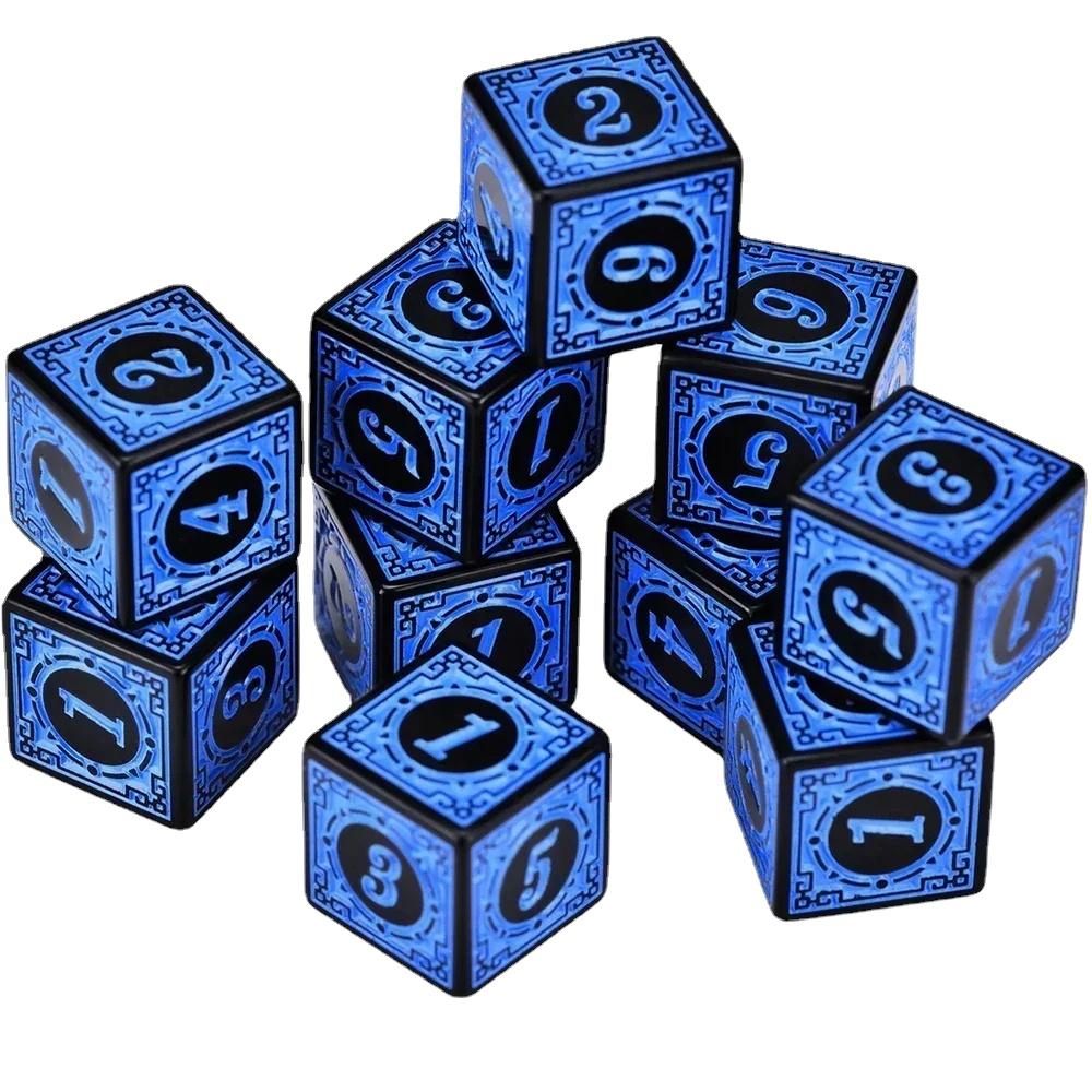 10 Stück/Beutel 16mm W6 Spielwürfel Quadratisch Klassischer Stil Zahlen Polyedrische Würfel DND Würfel Set Tischspiel Spielbrett Würfel