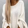 Pull Cape Style Col Rond pour Femme Pull Lâche Coupe Ample Hauts Couleur Unie