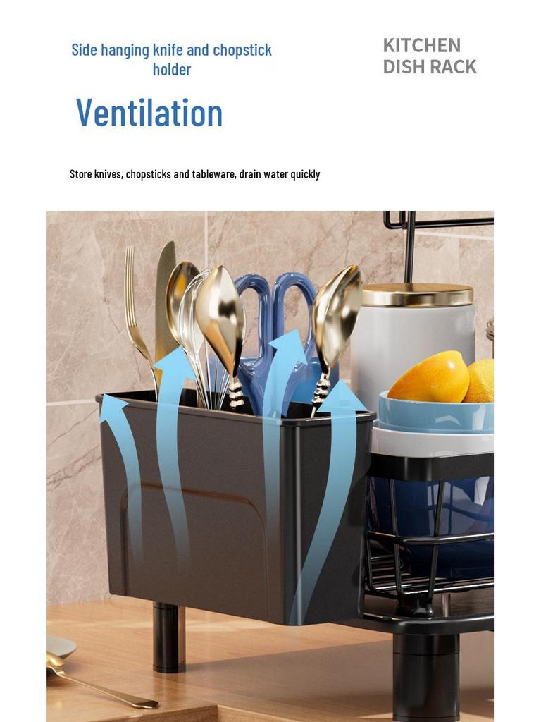 Japanese Kitchen Sink Drainer Rack for Bowls and Chopsticks with Drain Board