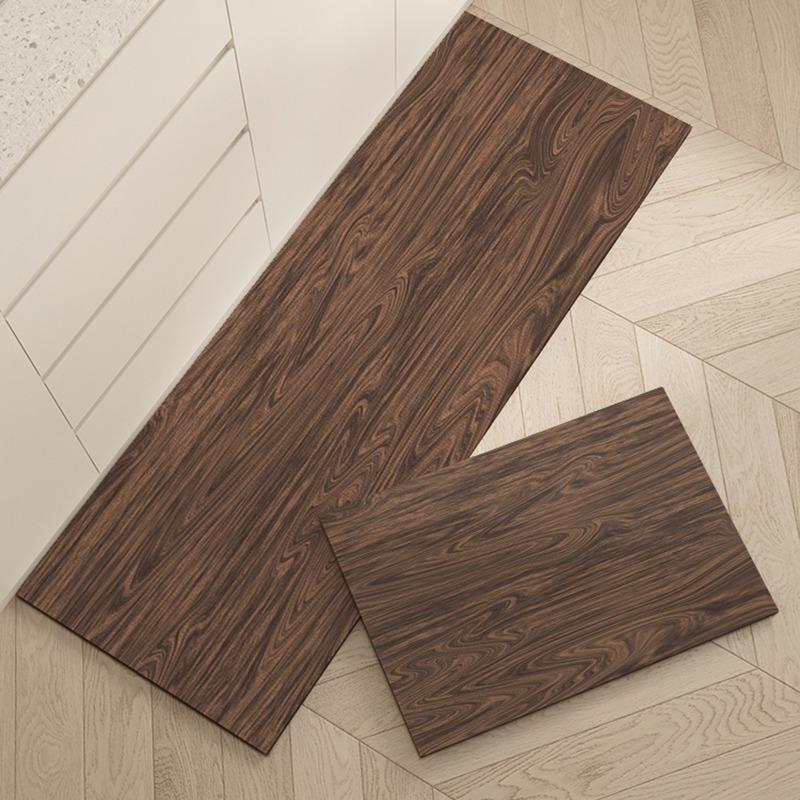 Kitchen Carpet Waterproof Non-slip PVC Floor Mat Imitation Wood Grain Wash-free Leather Rug Long Size Home Decoration Foot Mats