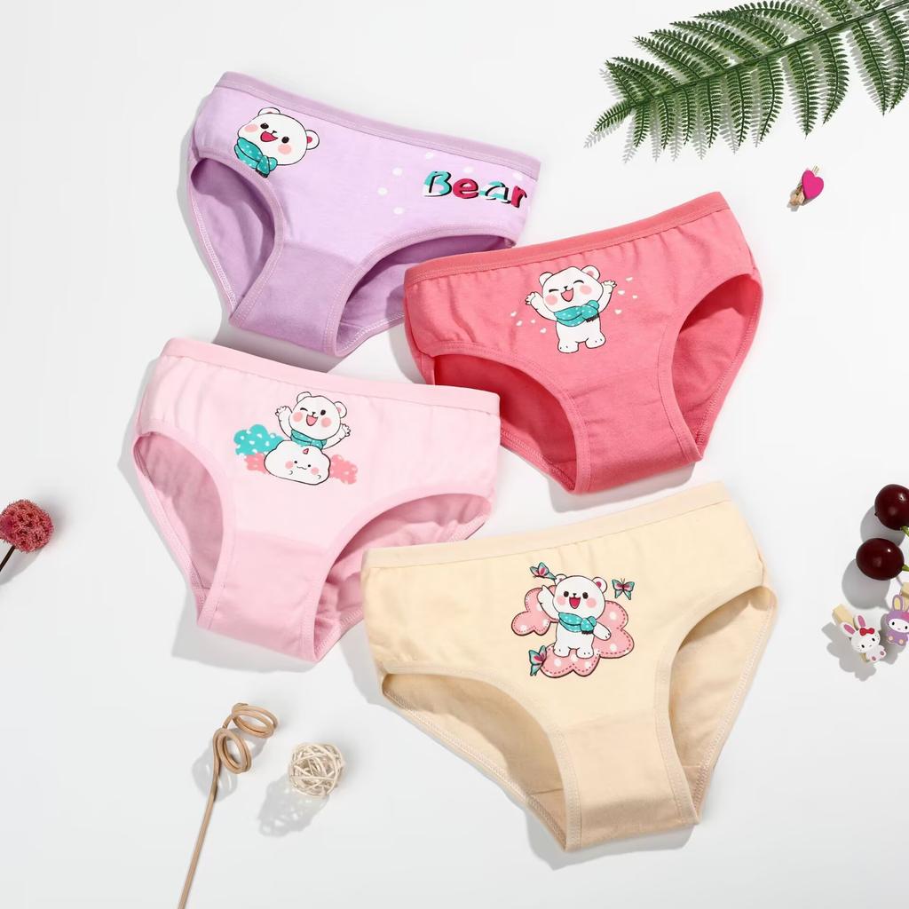 5PC  Baby Cartoon Underwear Girls Cotton Briefs Underpant Children Panties Short 2-10Years