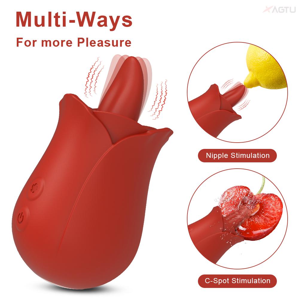 Rose-Tongue Licking Vibrator For Women Dildo G Spot Vibrators Clitoral Nipple Licker Stimulation Adult Anal Sex Toy For Couples