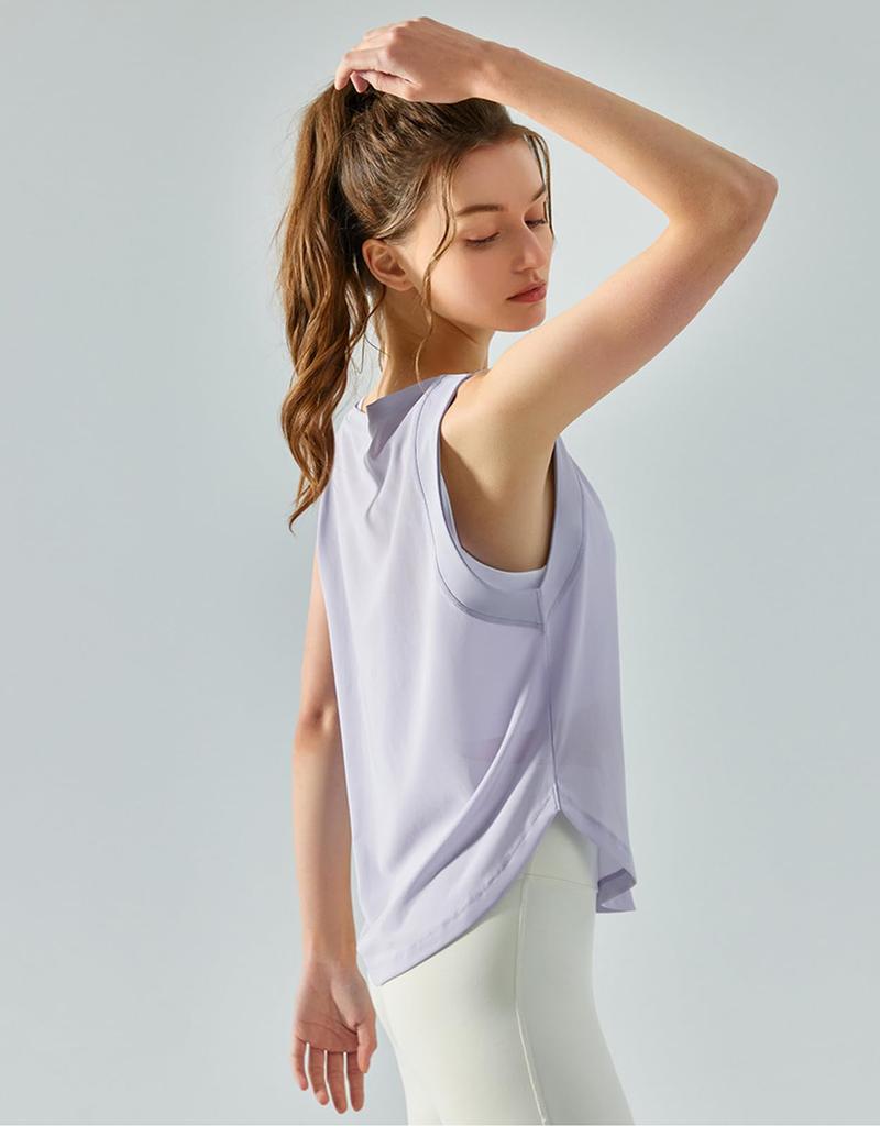 Yuoku Short Sleeved Tank Top with Striped Perfect for and Features a and Stretch Perfect for and Gym A01 Light Women's Print, Yoga, Fitness, Pilates.