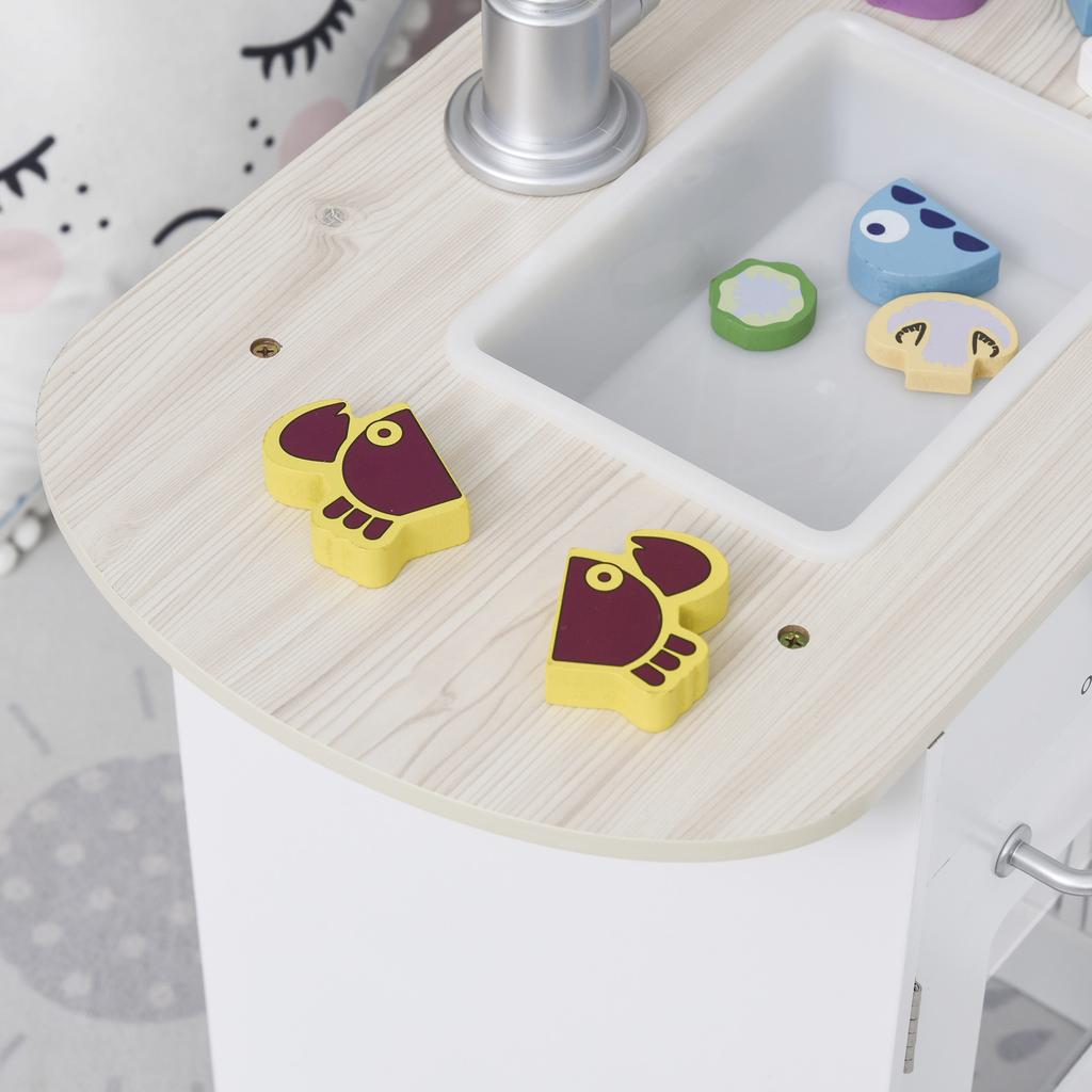Play Kitchen, 14-Piece Accessories, Electric Water Dispenser, 86 x 64 x 84.5 cm, White