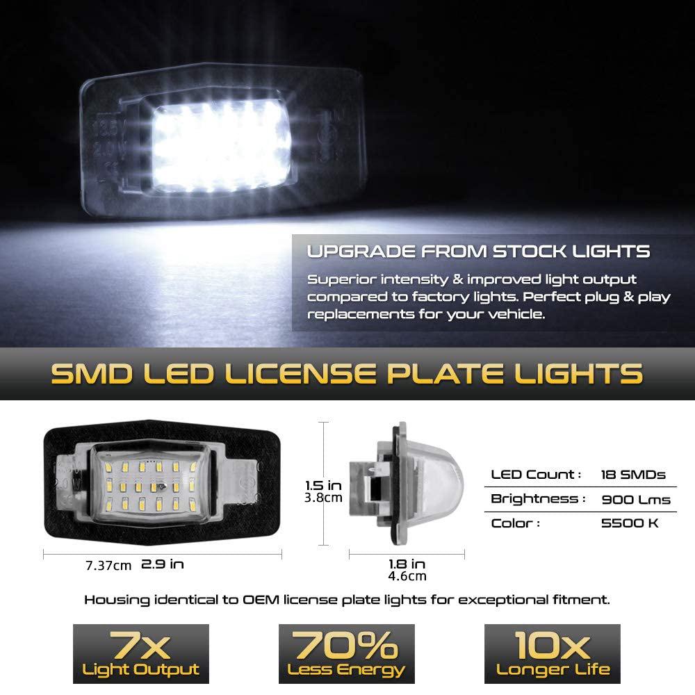 2x 18-LED Black License Plate Lights for Ford Escape/Kuga, Mercury, Mazdas MX-5/MPV