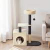 Cat Scratching Tree 92 cm Tall with House, Bed, Sisal Posts and Ball, Cream White