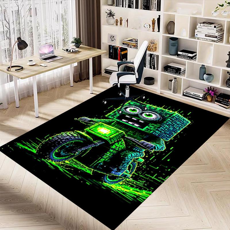 1PC Robot Motorcycle Extra Large Non Slip Floor carpet, Office, family, bedroom, Studio Large Area Rug Indoor Rugs
