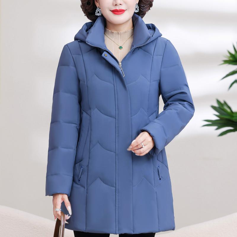 Middle Age Women's Puffer Jackets Winter Vintage Parkas Hooded Plus Size Elegant Thick Warm Down Coats Woman Outerwears