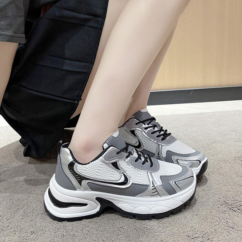 

Обувь для папы, женские сетчатые дышащие кроссовки, модные весенние новые легкие кроссовки на платформе с подъемом, дикие 40