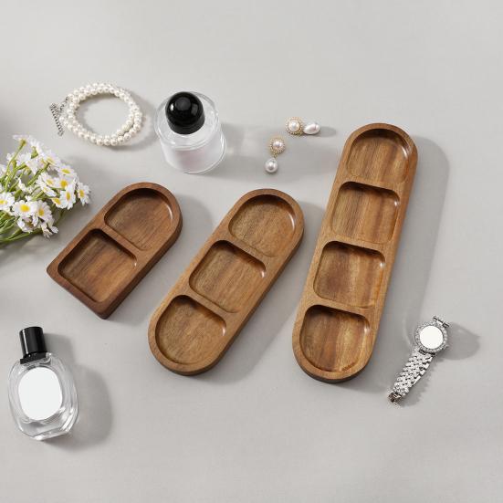 Wooden Display Tray Small Riser Pedestal Stand Rustic Elevated Tray Wooden Riser for Jewelry Perfumes Candles Plants Farmhouse Tabletop Decor