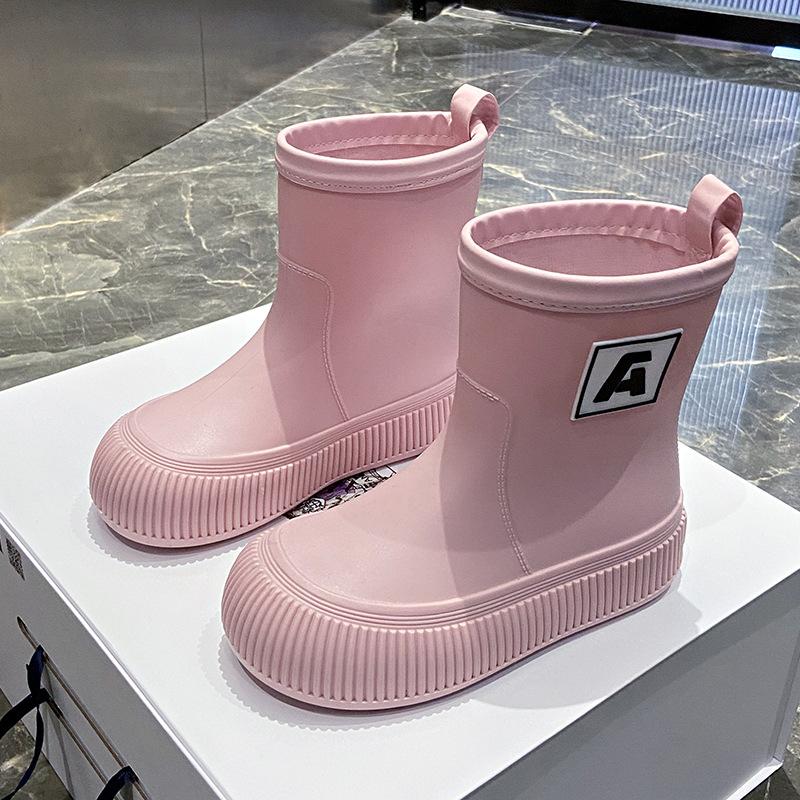 Fashion Winter Mid-tube Beam Mouth Fashion New Women's Rain Boots Fashion Thick Sole Anti Slip Ladies Rain Shoes Outdoor Non-Slip Shoes