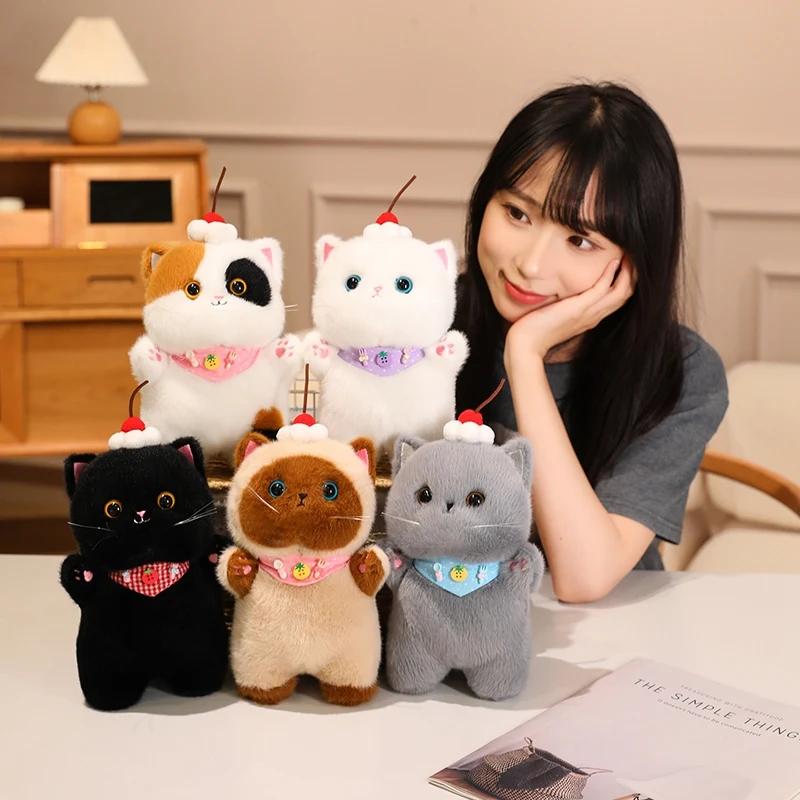 Adorable Japan Bring Cat Plush Toys Stuffed British Shorthair Grey White Orange Ragdoll Pussy Kitten Doll Table Accompany Toys