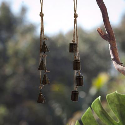 Retro Style Metal Hanging Bells Decorative Pendant with Lanyard Wind Chimes Garden Hanging Decoration