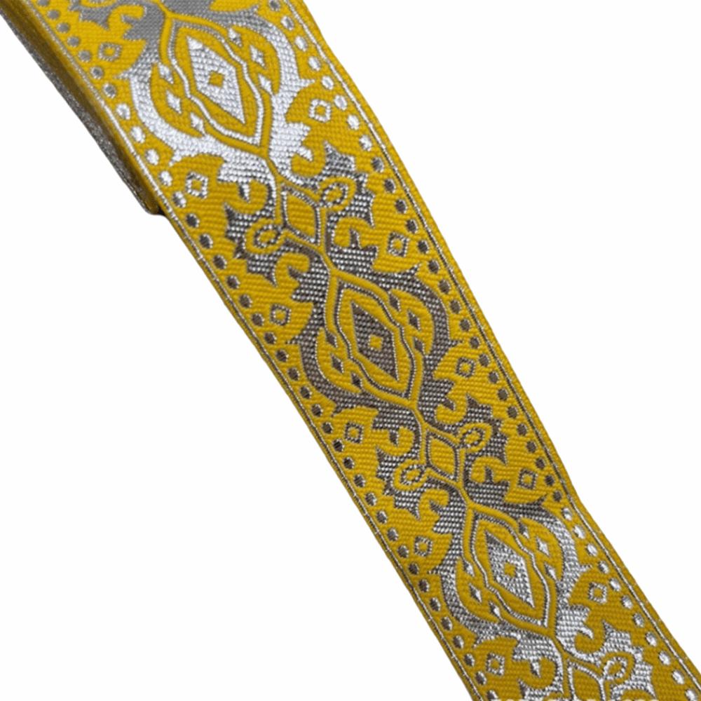 Silver Glitter Embroidery Ribbon Trim Vintage Ethnic Traditional Chinese Pattern Jacquard Embroidery Trim Boho Floral