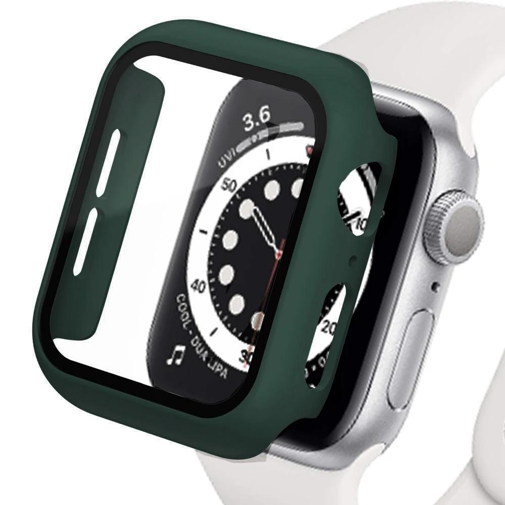 Gehärtetes Glas+Hüllen für Apple Watch Hülle 44mm 45mm 41mm 40mm Zubehör PC Displayschutz Abdeckung iwatch Serie 4/5/6/7/8/9/SE