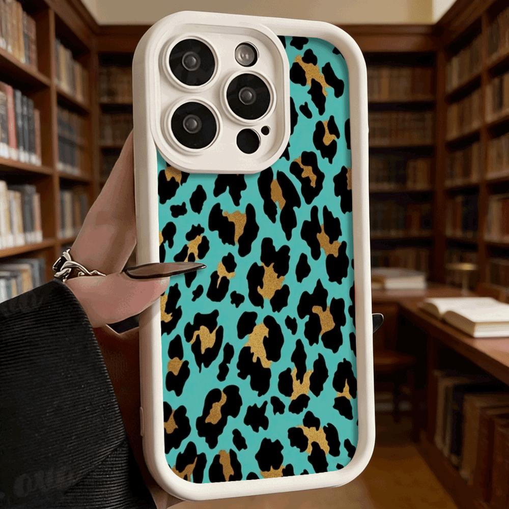 Teal Gold Leopard Print Luxury Anti-Slip TPU Phone Case For Xiaomi Redmi Note 15 14 13 12 11 10 9 Pro Full Protective Cover