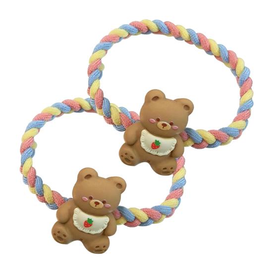 2 Stück Haargummis Weiche Geflochtene Elastische Haarbänder mit Cartoon Harz Tier Zubehör Kratzfrei Mädchen Kinder Pferdeschwanz