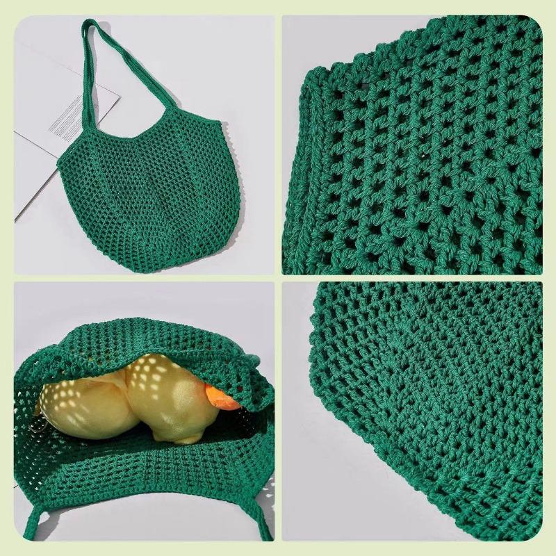 Handliche faltbare Einkaufs-Baumwollnetztasche, wiederverwendbare Obstnetztasche, gewebte Netztasche mit Hohlmuster für die Küchenaufbewahrung