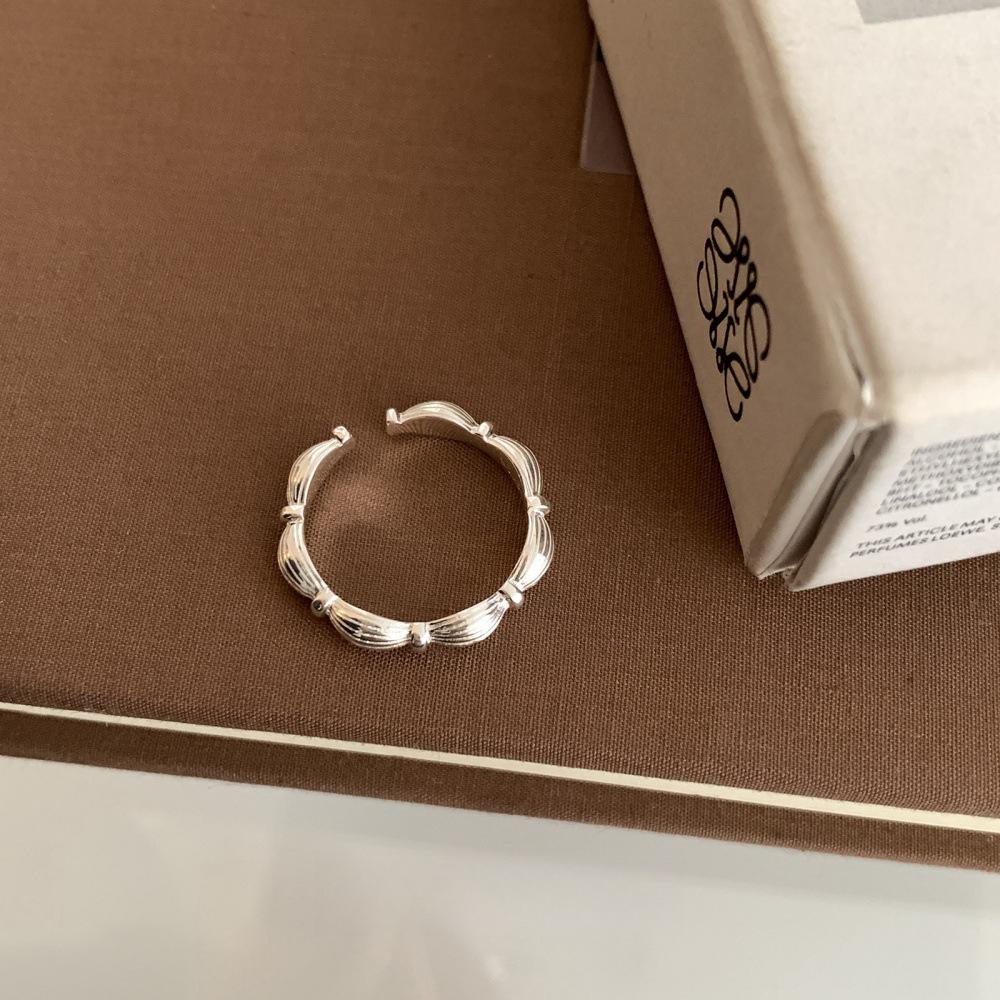 Li Luo Vintage Gold Gebürsteter 925 Sterling Silber Verstellbarer Damenring