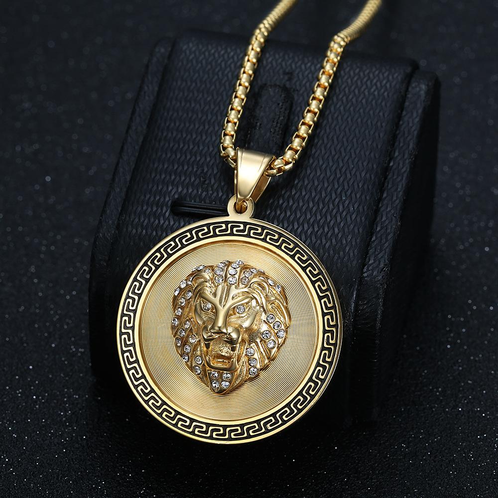 2026 Jewelry Fashion Trend Inlaid Zircon Men's Party Jewelry Accessories Lion Head Pendant Necklace