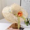 Lace Bow Straw Hat Women's Summer French Big Brim Sunshade Sun Hat Seaside Beach Vacation Sun Hat