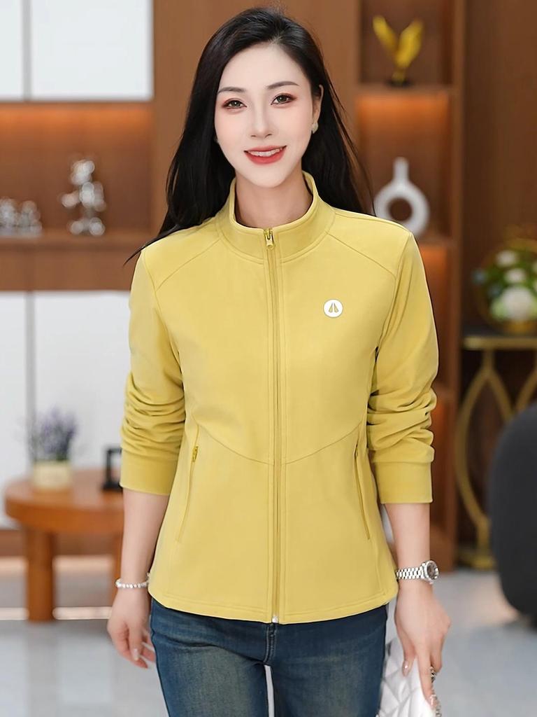 2026 Women's Autumn Lightweight Stand Collar Cardigan - Chic, Fashionable, Loose Fit, Casual Sports Jacket