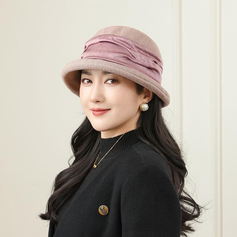 

Новая элегантная шляпа-ведро женская осенне-зимняя шляпа-панама универсальная гофрированная теплая шерстяная шляпа M（56-58cm） хаки