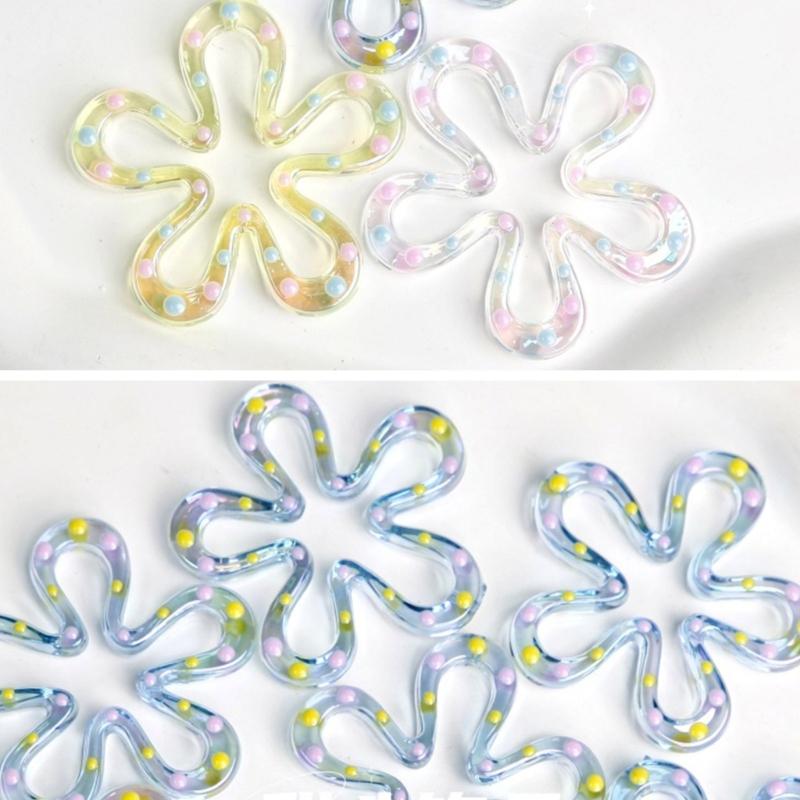 Resin Five-Petal Flower Loose Beads Double Side Flower Charm Pendant DIY Accessories Necklaces Earring Jewelry Making