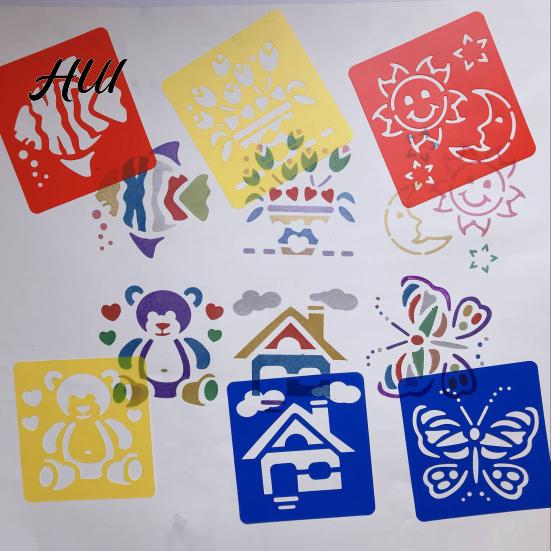 Small Size Paint Stencil 6 Pcs Painting Template Stencils, 5.5x5.9 Inch Washable Reusable DIY Hollow Edge Art Stencils for Wood Paper Fabric,