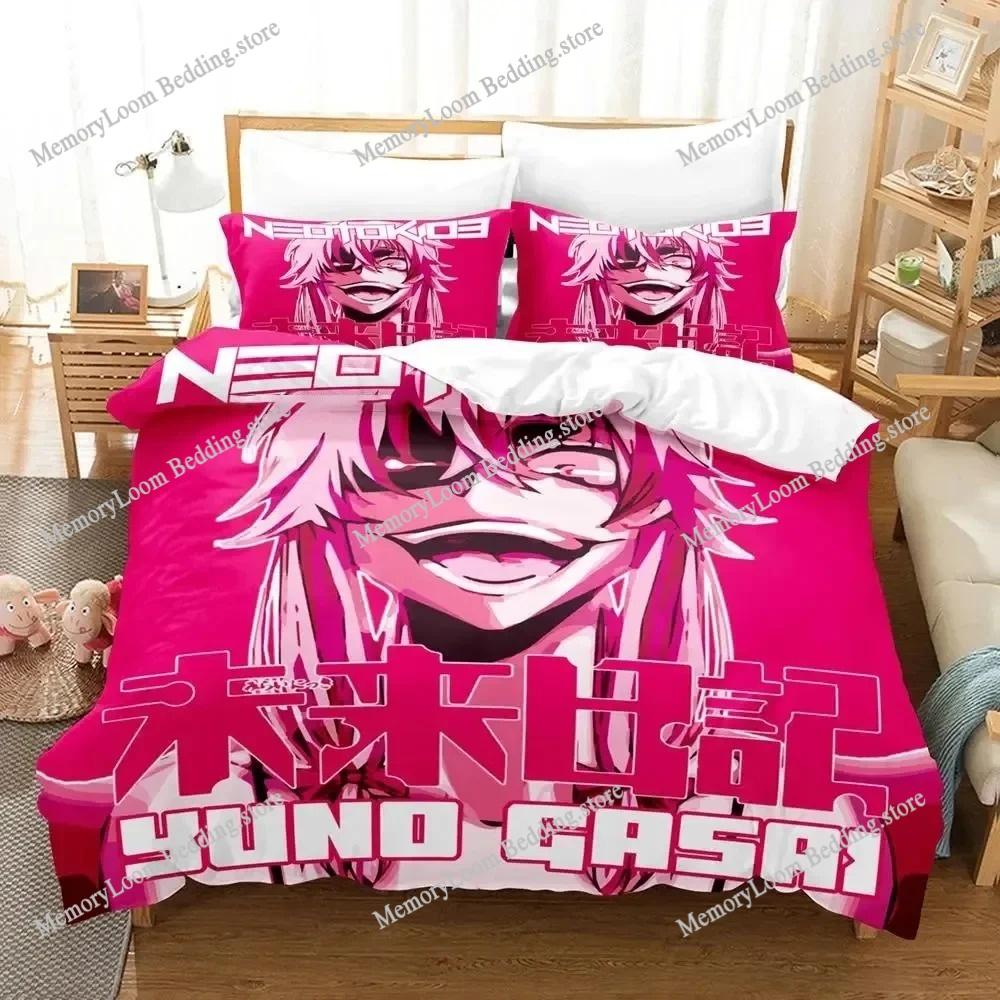 Anime Series Popular Future Diary Yuno Gasai Bedding Set Full/Queen Size Duvet Cover Pillowcase Kids Bedroom Decor Soft Set