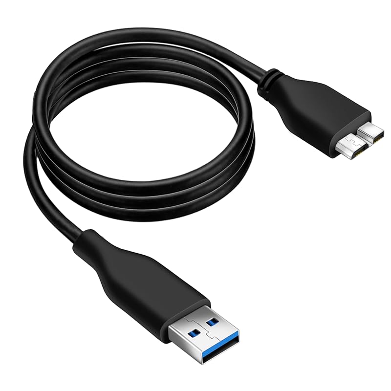 SaiTech IT 3 Feet USB 3.0 Cable A to Micro B high Speed Upto 4.8 Gbps Data Transfer Cable for Portable External Hard Drive - Black 1 Pack